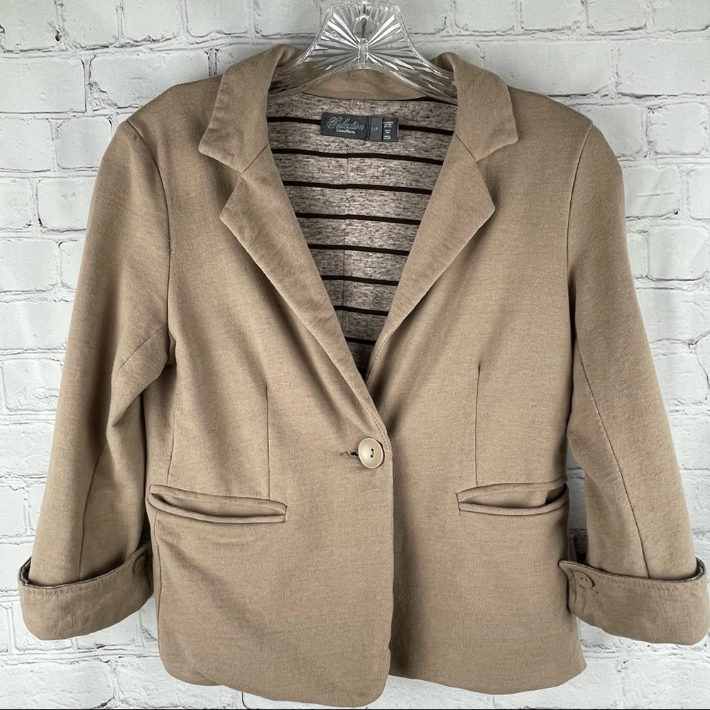 COSTA BLANCA women's taupe 2-pocket cotton blazer, size S